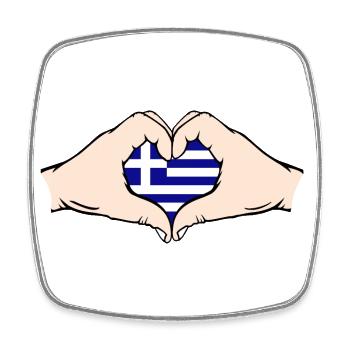 Greece Heart Shape with Hands - Square fridge magnet - white - Front