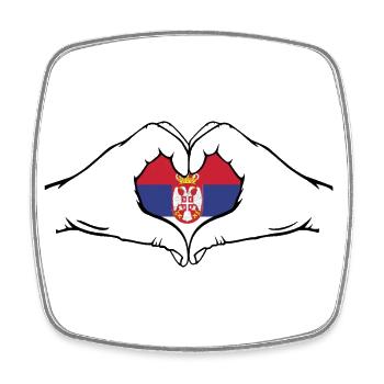 Drapeau de la Serbie en forme de coeur - Magnet carré - blanc - Devant