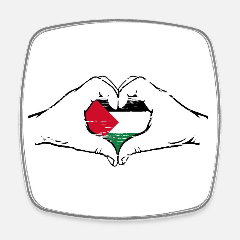 Drapeau de la Palestine en forme de coeur utilisé - Magnet carré - blanc