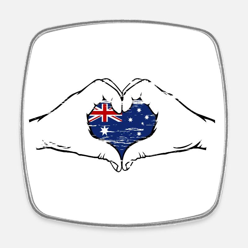 Australia flag heart shape used - Square fridge magnet - white