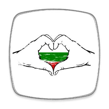 Drapeau de la Bulgarie en forme de coeur utilisé - Magnet carré - blanc - Devant