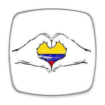 Colombia flag heart shape used - Square fridge magnet - white - Front