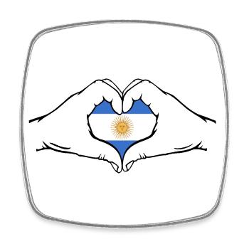 Drapeau de l’Argentine en forme de coeur - Magnet carré - blanc - Devant