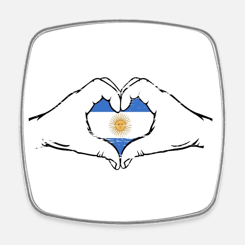 Drapeau de l’Argentine en forme de coeur utilisé - Magnet carré - blanc