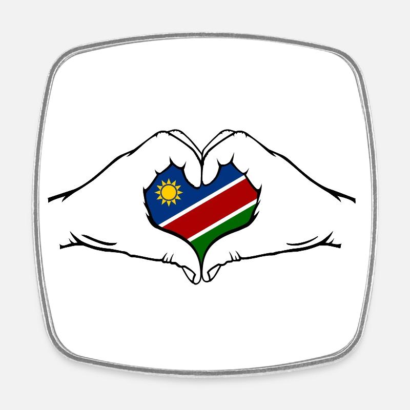 Namibia Flagge Herzform - Viereckiger Kühlschrankmagnet - Weiß