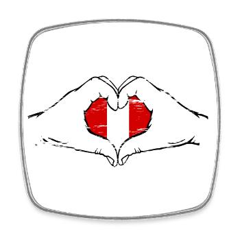 Peru Flag Heart Shape Used - Square fridge magnet - white - Front