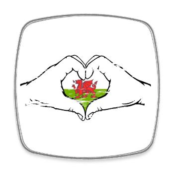 Wales flag heart shape used - Square fridge magnet - white - Front