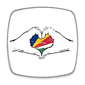 Seychelles flag heart shape used - Square fridge magnet - white - Front