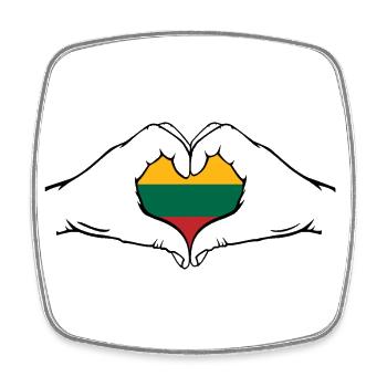 Lithuania Flag Heart Shape - Square fridge magnet - white - Front