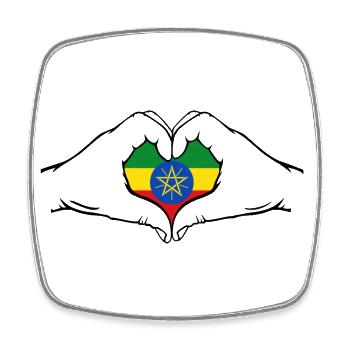 Ethiopia Flag Heart Shape - Square fridge magnet - white - Front