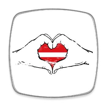 Drapeau de Lettonie en forme de coeur utilisé - Magnet carré - blanc - Devant