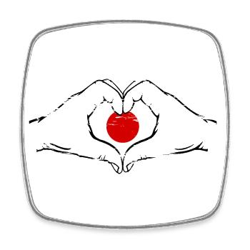 Japan Flag Heart Shape Used - Square fridge magnet - white - Front
