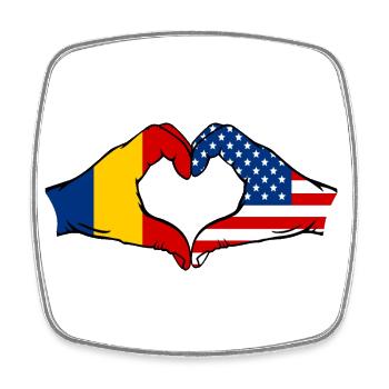 Romania USA heart shape with hands - Square fridge magnet - white - Front