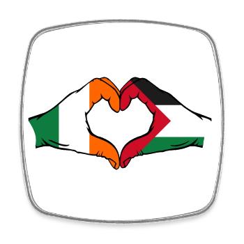 Ireland Palestine Heart Shape with Hands - Square fridge magnet - white - Front
