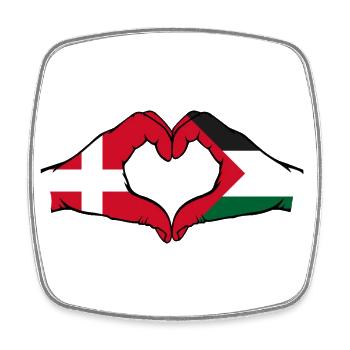Danemark Palestine en forme de coeur avec les mains - Magnet carré - blanc - Devant