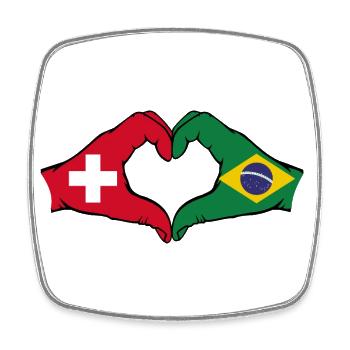 Switzerland Brazil Heart Shape with Hands - Square fridge magnet - white - Front