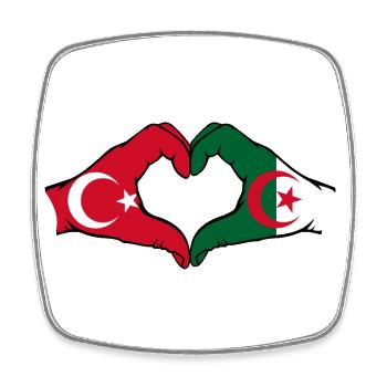 Türkei Algerien Flagge Herzform mit Hände - Viereckiger Kühlschrankmagnet - Weiß - Vorne