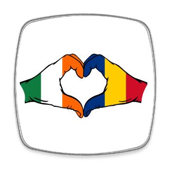 Irlande Roumanie forme de coeur avec les mains - Magnet carré - blanc - Devant