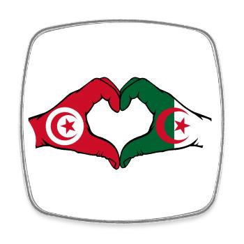 Tunisie Algérie Forme de coeur avec les mains - Magnet carré - blanc - Devant