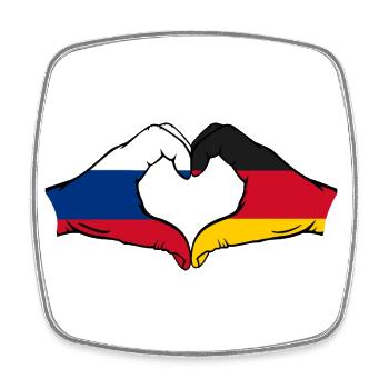 Russland Deutschland Flagge Herzform - Viereckiger Kühlschrankmagnet - Weiß - Vorne
