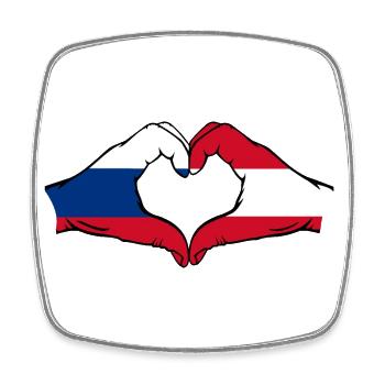 Russie Autriche forme de coeur avec les mains - Magnet carré - blanc - Devant