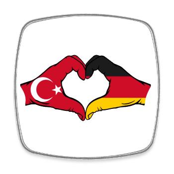 Turquie Allemagne Forme de coeur avec les mains - Magnet carré - blanc - Devant
