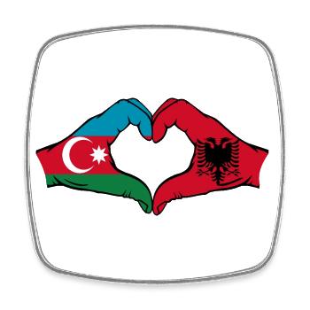 Forme de coeur d'Azerbaïdjan Albanie avec les mains - Magnet carré - blanc - Devant