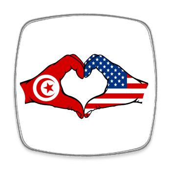 Tunisia USA heart shape with hands - Square fridge magnet - white - Front