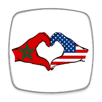 Forme de coeur Maroc USA avec les mains - Magnet carré - blanc - Devant