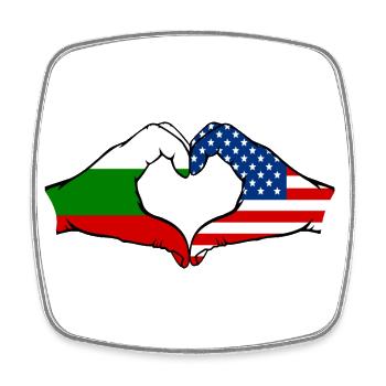Bulgarien USA Herzform mit Hände - Viereckiger Kühlschrankmagnet - Weiß - Vorne