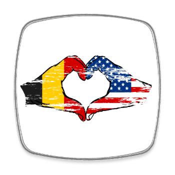 Belgium USA heart shape with hands used - Square fridge magnet - white - Front