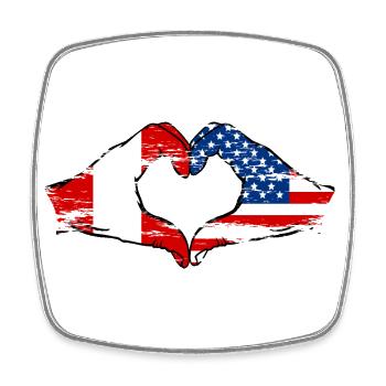 Peru USA heart shape with hands used - Square fridge magnet - white - Front