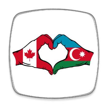 Forme de coeur du Canada Azerbaïdjan avec les mains - Magnet carré - blanc - Devant