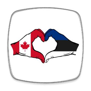 Canada Estonia heart shape with hands - Square fridge magnet - white - Front
