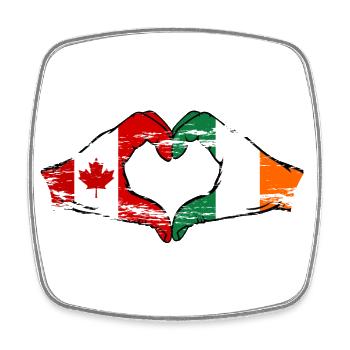 Canada Ireland heart shape with hands used - Square fridge magnet - white - Front