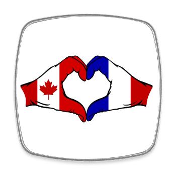 Forme de coeur Canada France avec les mains - Magnet carré - blanc - Devant