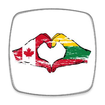 Canada Lituanie forme de coeur avec des mains utilisées - Magnet carré - blanc - Devant