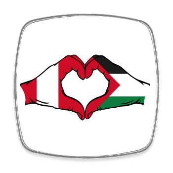 Pérou Palestine coeur en forme avec les mains - Magnet carré - blanc - Devant