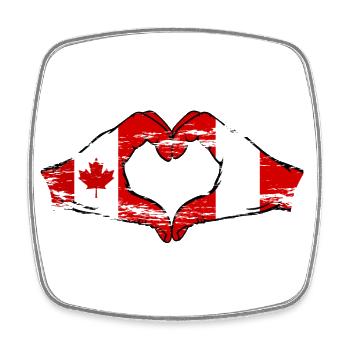 Canada Pérou forme de coeur avec des mains utilisées - Magnet carré - blanc - Devant
