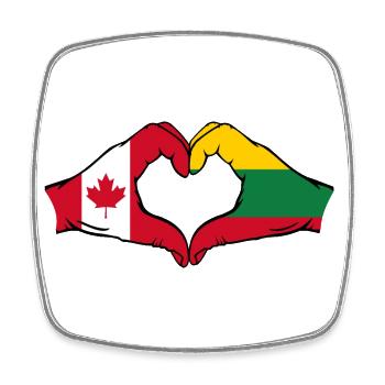 Canada Lituanie Forme de coeur avec les mains - Magnet carré - blanc - Devant