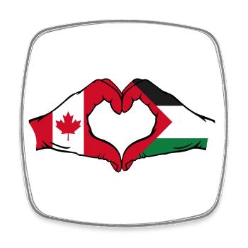 Canada Palestine en forme de coeur avec les mains - Magnet carré - blanc - Devant