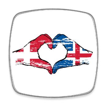 Danemark Islande forme de coeur avec des mains utilisées - Magnet carré - blanc - Devant