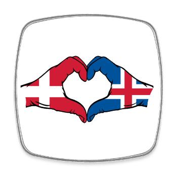 Danemark Islande forme de coeur avec les mains - Magnet carré - blanc - Devant
