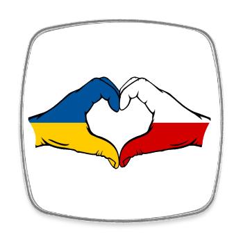 Ukraine Poland Heart Shape with Hands - Square fridge magnet - white - Front
