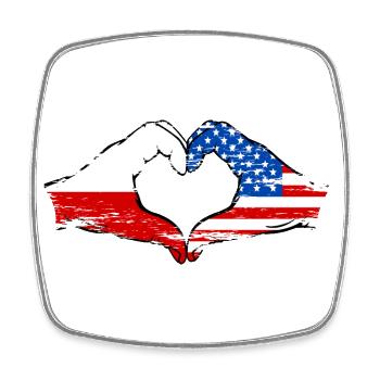 Pologne USA forme de coeur avec des mains utilisées - Magnet carré - blanc - Devant