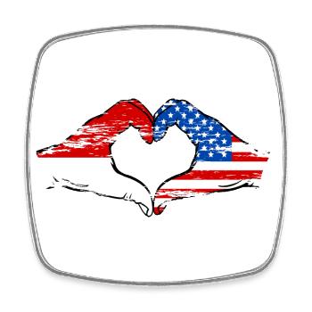 Indonesia USA Heart Shape with Hands Used - Square fridge magnet - white - Front
