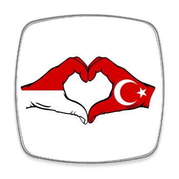 Indonésie Turquie en forme de coeur avec les mains - Magnet carré - blanc - Devant