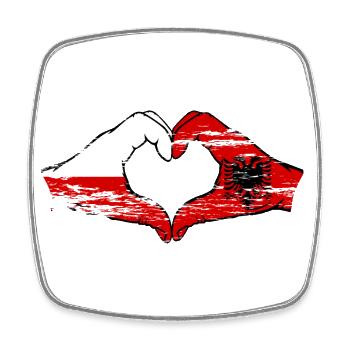 Pologne Albanie forme de coeur avec des mains utilisées - Magnet carré - blanc - Devant