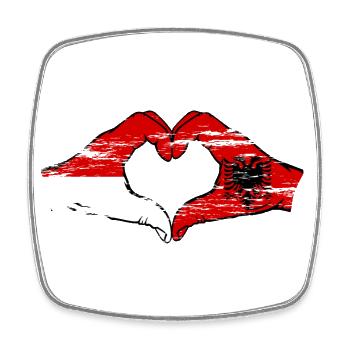 Indonesia Albania Heart Shape with Hands Used - Square fridge magnet - white - Front