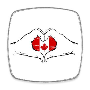 Drapeau du Canada en forme de coeur d’occasion - Magnet carré - blanc - Devant